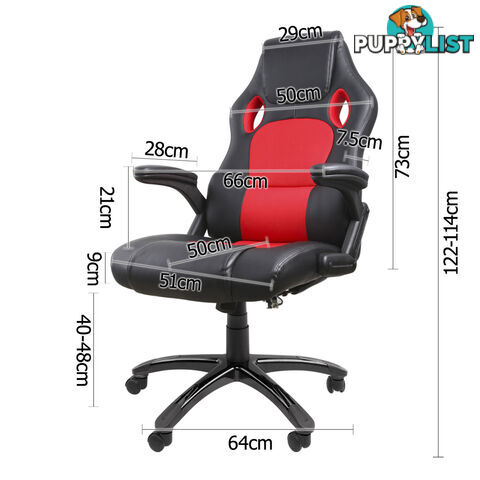 8 Point Massage Racing PU Leather Office Computer Chair Black/Red