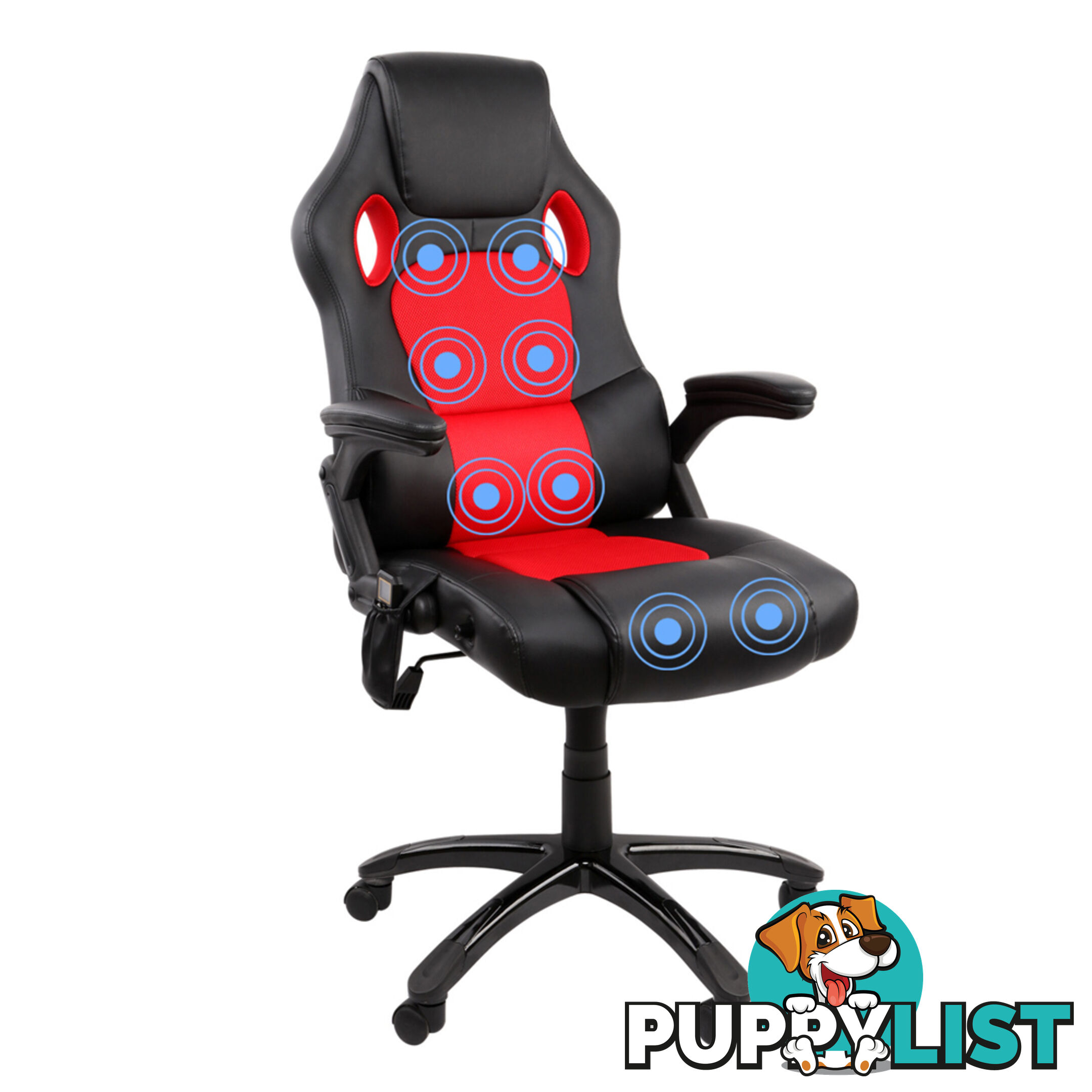 8 Point Massage Racing PU Leather Office Computer Chair Black/Red