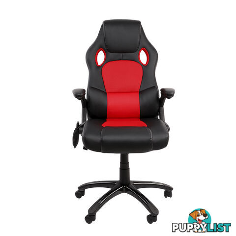 8 Point Massage Racing PU Leather Office Computer Chair Black/Red