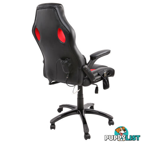 8 Point Massage Racing PU Leather Office Computer Chair Black/Red