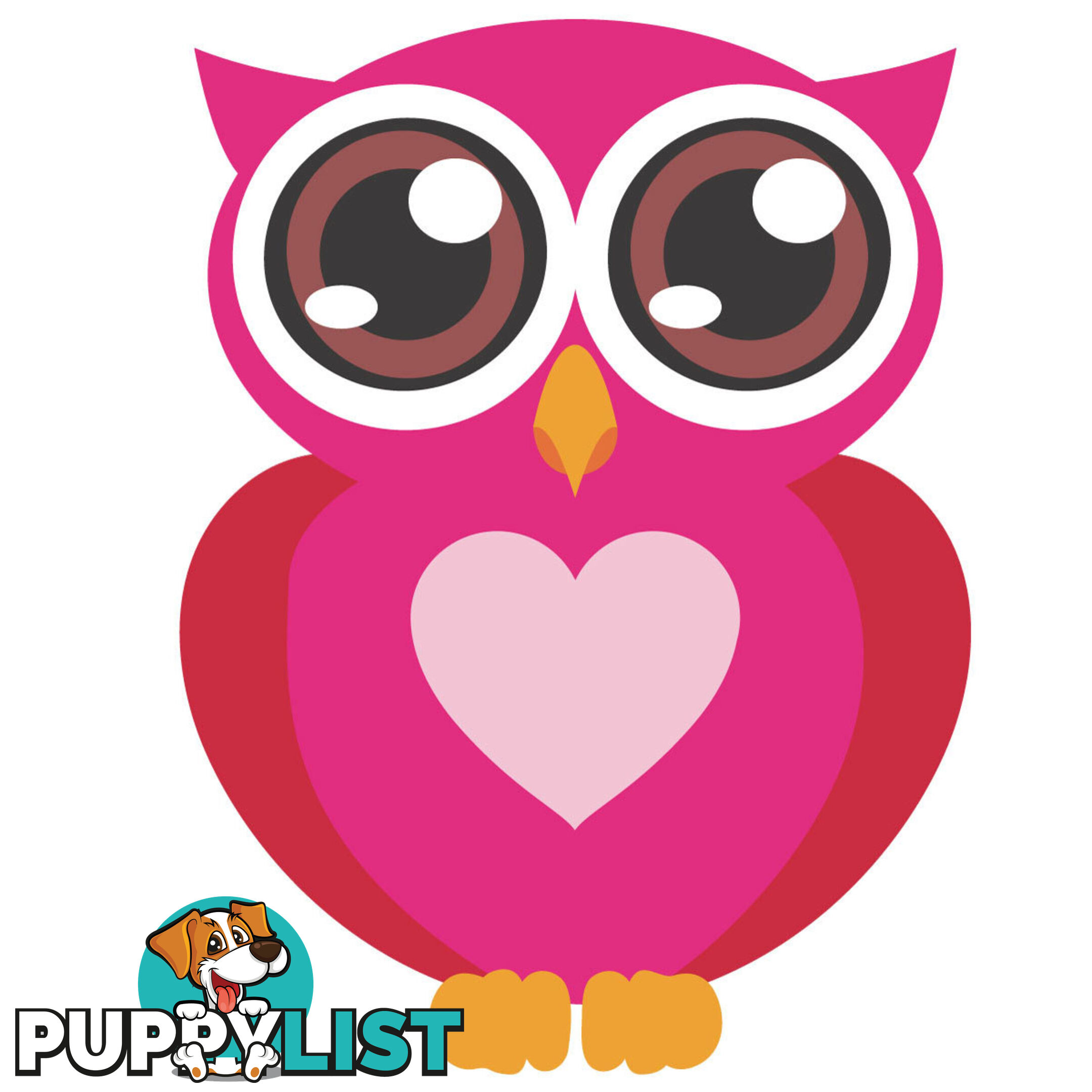 Pink Owl with Big Eyes Wall Stickers - Totally Movable