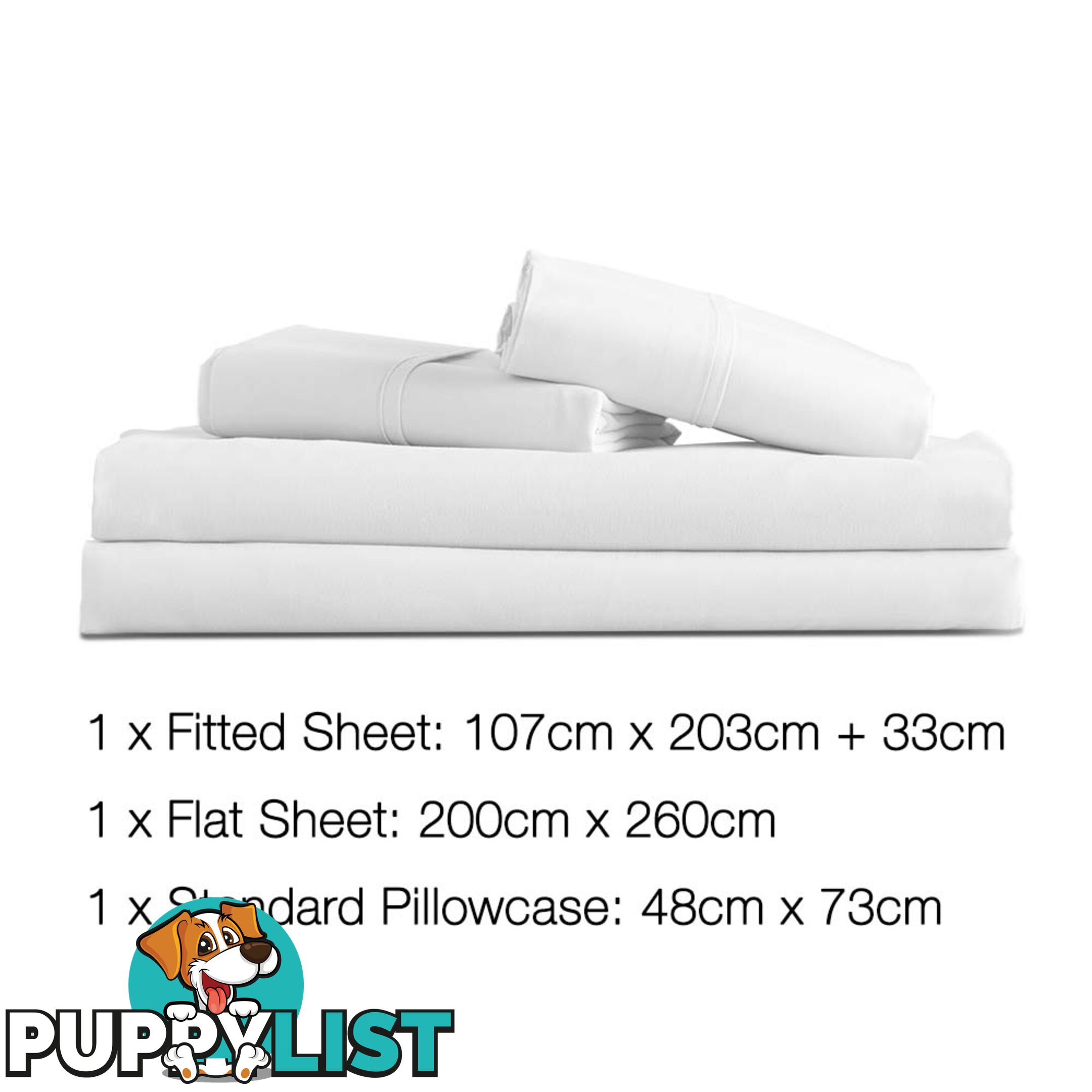 3 Piece Microfibre Sheet Set King Single _ White