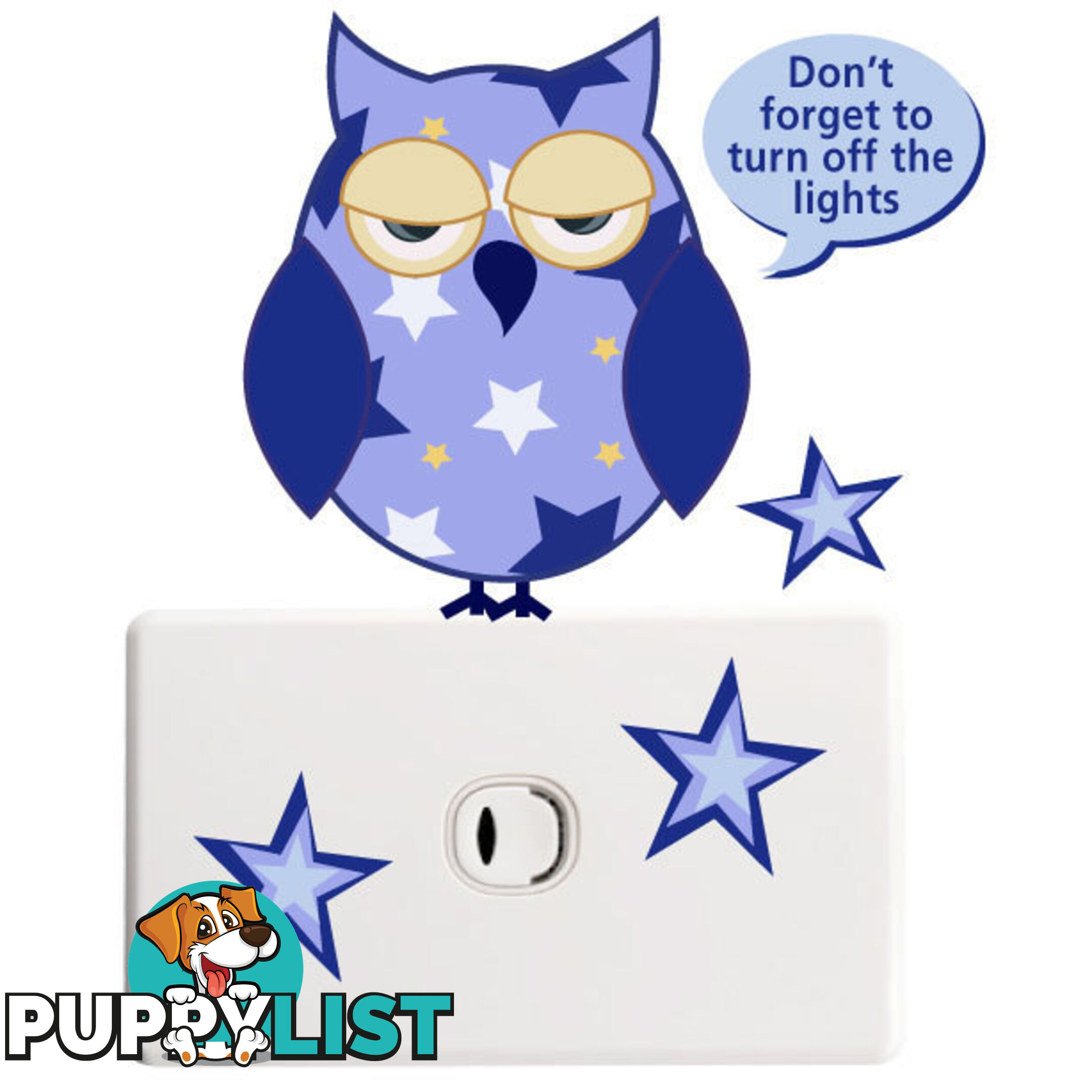 Owls Light Switch Stickers - Totally Movable and Reusable