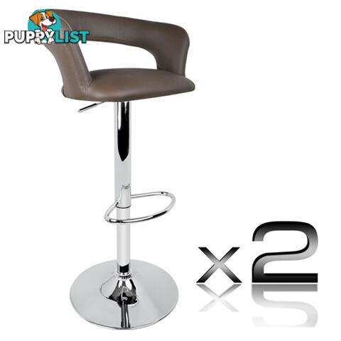 Set of 2 PU Leather Kitchen Bar Stool Charcoal