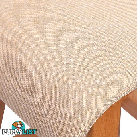 2 x Beech Wood Fabric Bar Stools - Beige