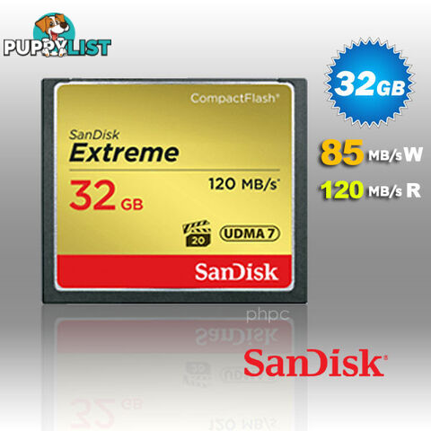 SanDisk 32GB Extreme Compact Flash Card 85MB/s 120MB/s