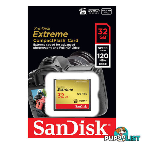 SanDisk 32GB Extreme Compact Flash Card 85MB/s 120MB/s