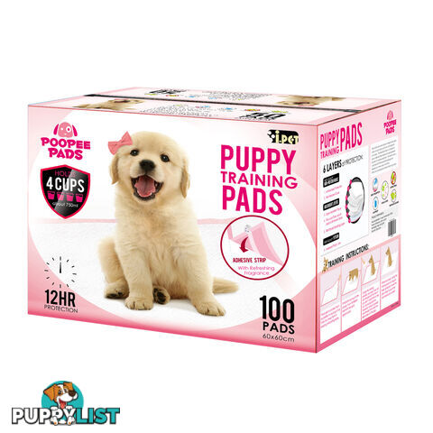 100 Puppy Pet Dog Toilet Training Pads Pink