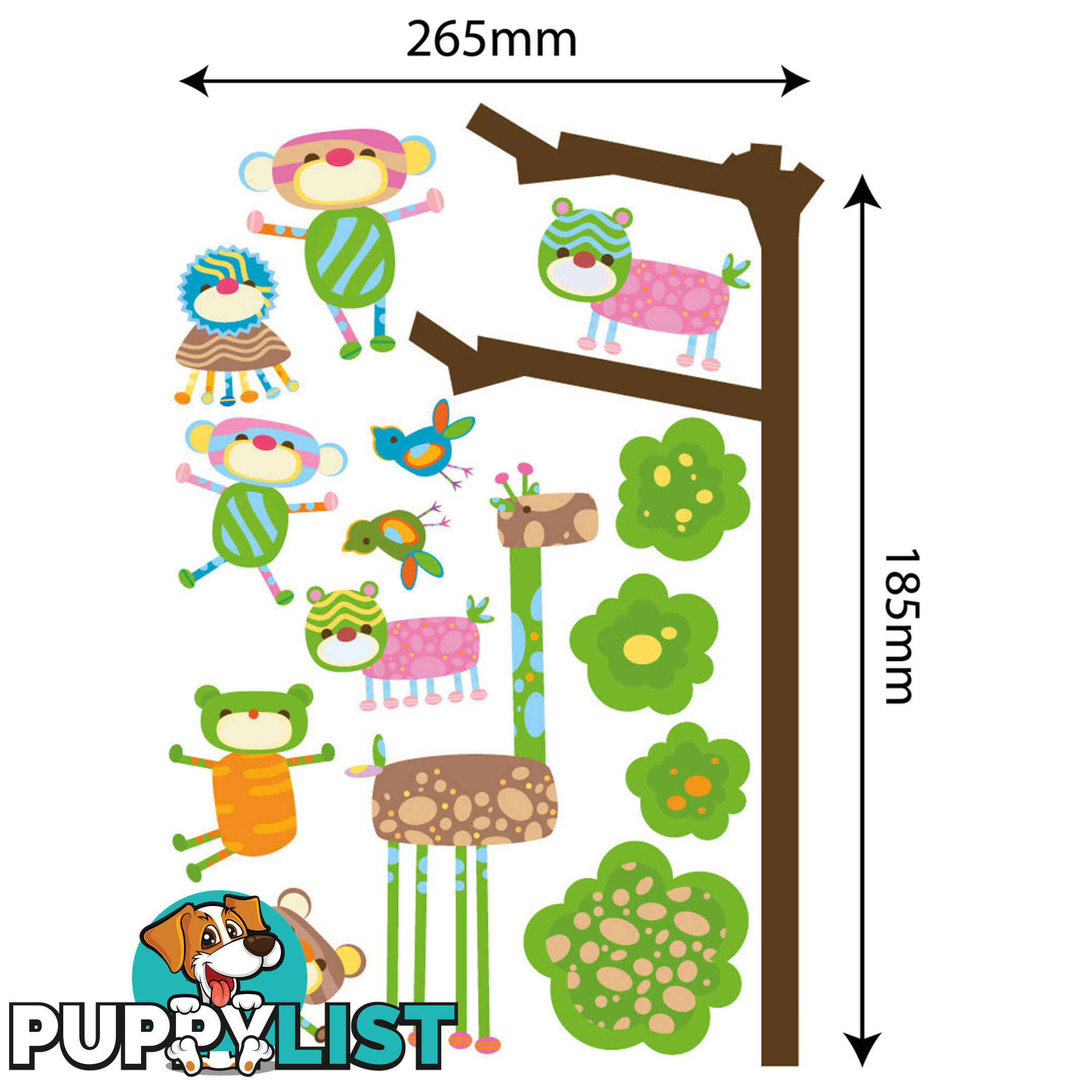 Medium Size Funky Monkeys in a Tree Wall Stickers  - Totally movable