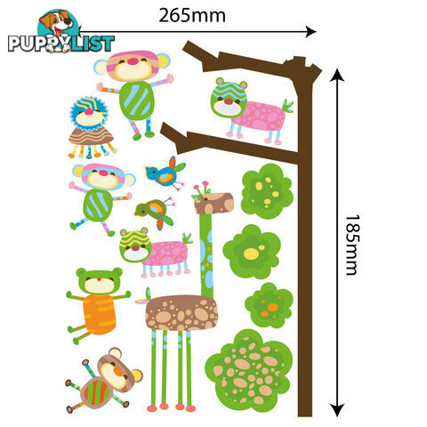 Medium Size Funky Monkeys in a Tree Wall Stickers  - Totally movable