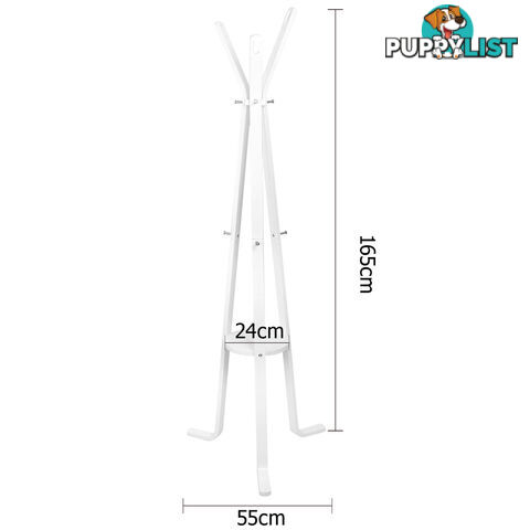 Wooden Coat Rack Clothes Stand Hanger White