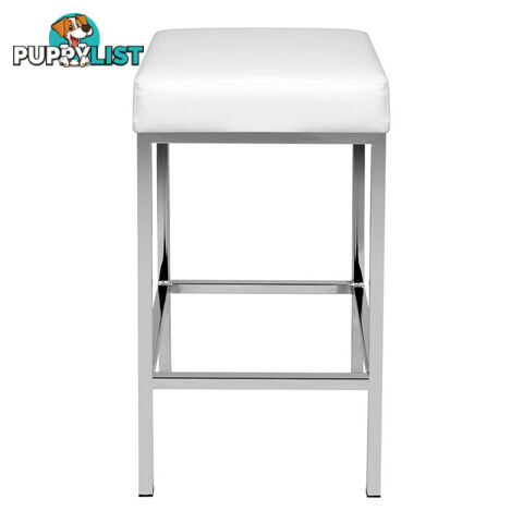 Set of 2 PU Leather Kitchen Bar Stool White