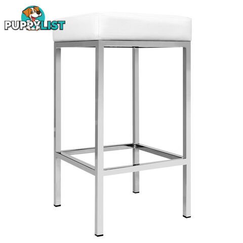 Set of 2 PU Leather Kitchen Bar Stool White