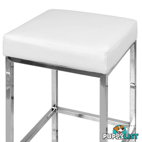 Set of 2 PU Leather Kitchen Bar Stool White