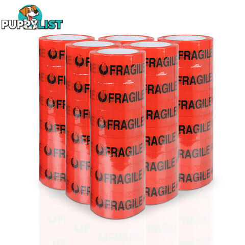 36 Rolls Red Fragile Tape 48mm x 75m