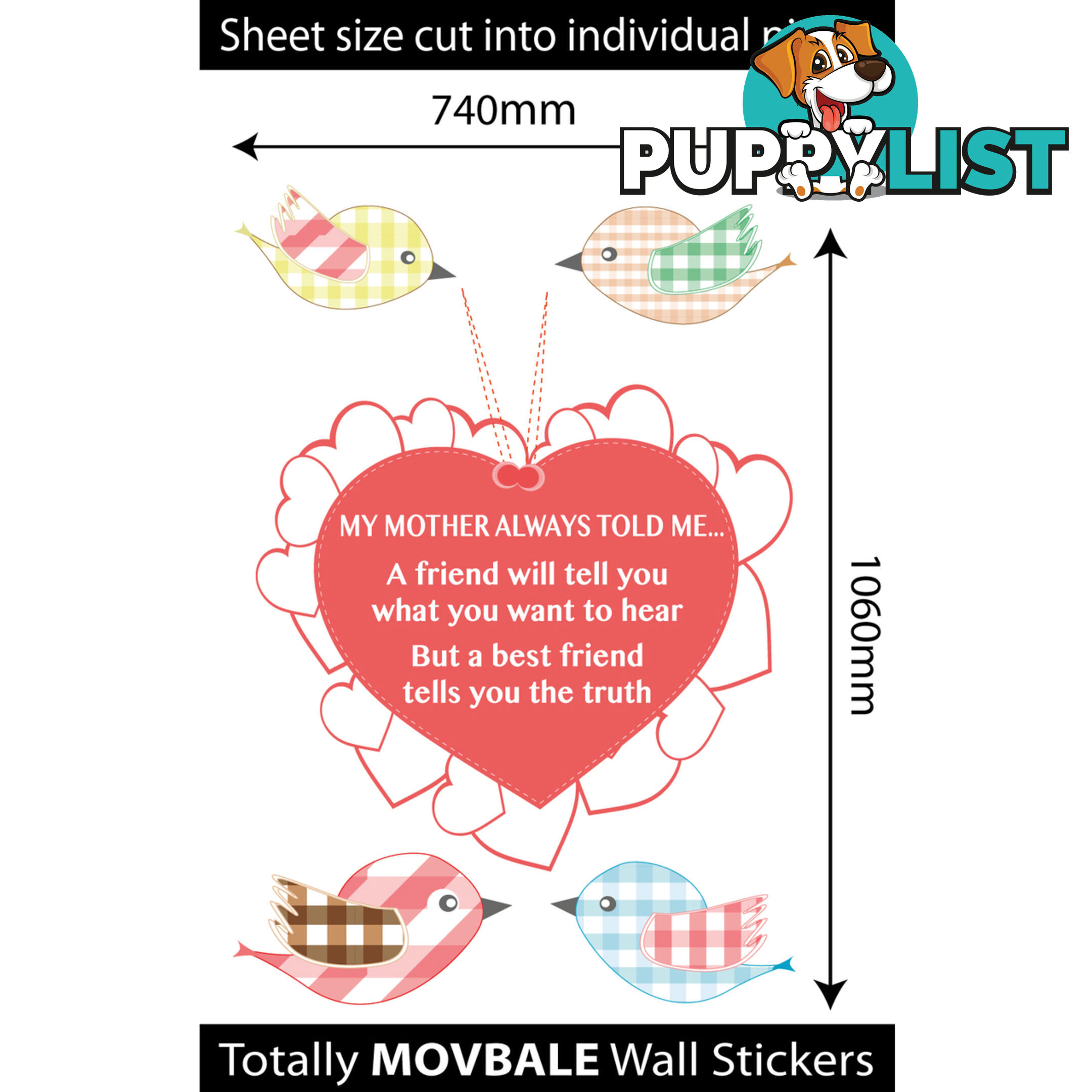 Extra Large Size My Mother Told Me Wall Sticker Quotes - Totally Movable