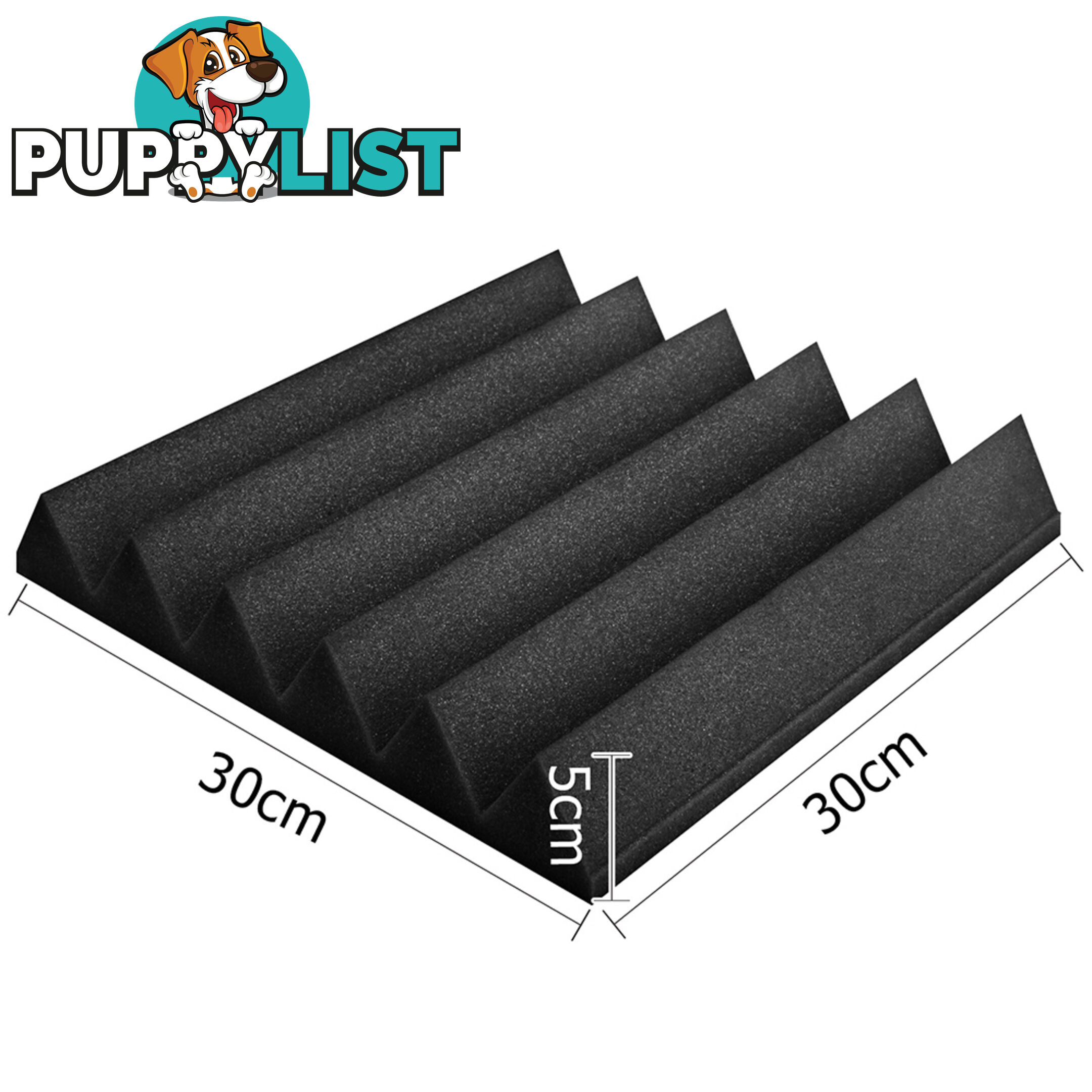 6 Teeth Wedge 30 x 30cm Acoustic Foam Panels x 40