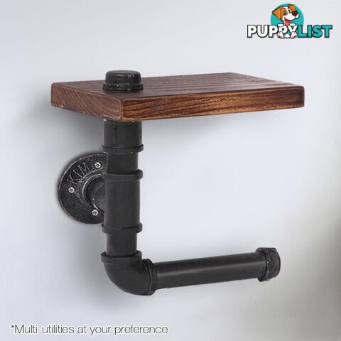 Rustic Industrial DIY Floating Pipe Shelf Paper Holder