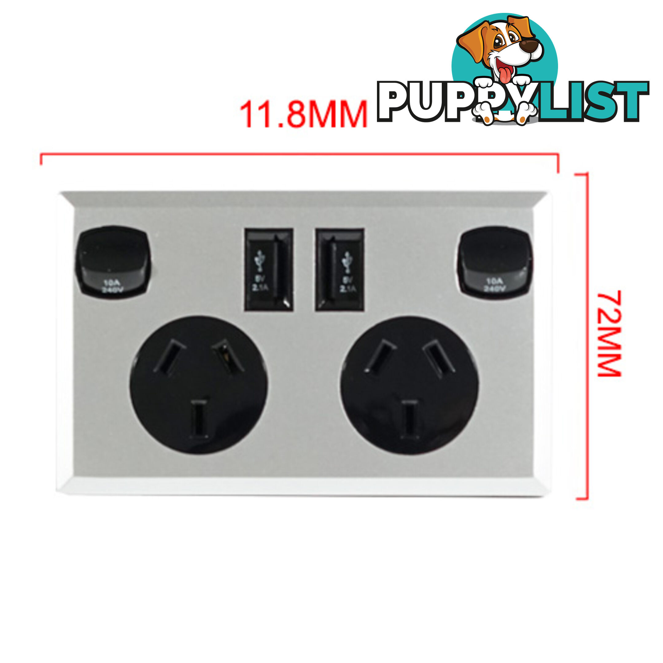 10A Double Australian USB Power Point Supply 2 Socket Switch Wall Plug Black