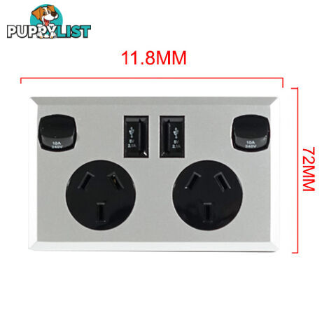 10A Double Australian USB Power Point Supply 2 Socket Switch Wall Plug Black