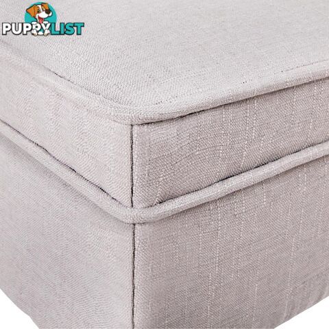 Linen Fabric Storage Ottoman _ Beige