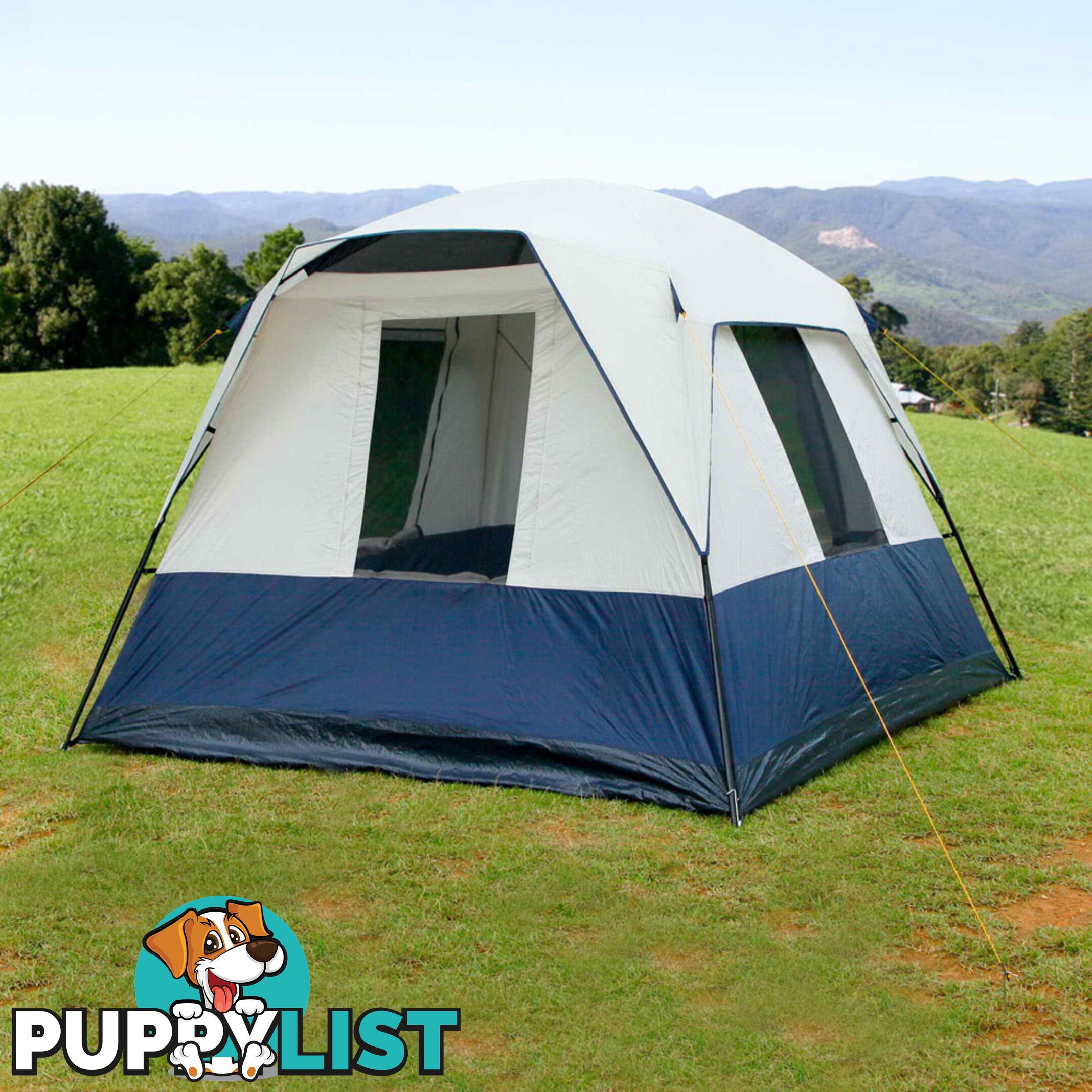 4 Person Family Camping Tent Navy Grey