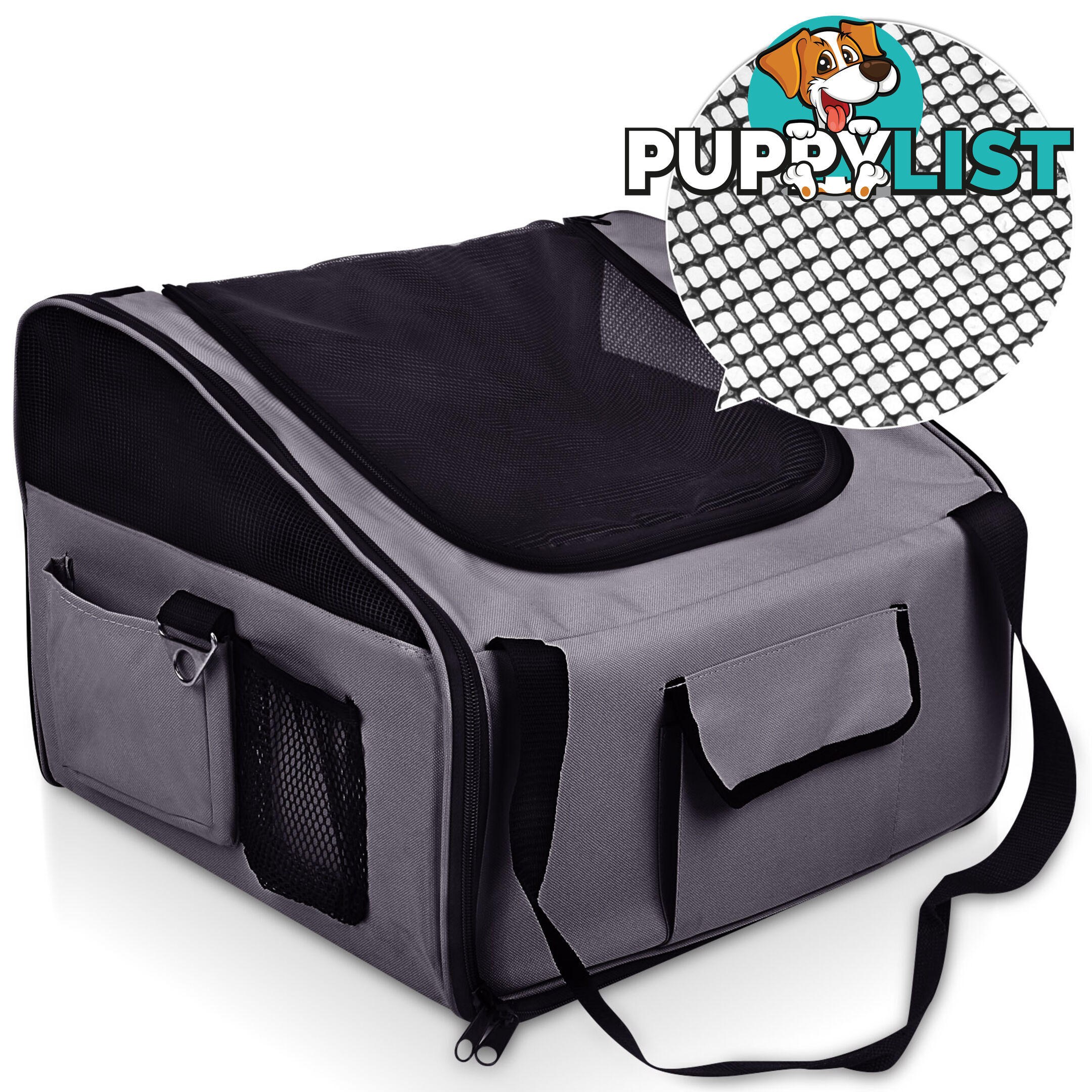 Pet Dog Cat Car Seat Carrier Travel Bag Large Grey