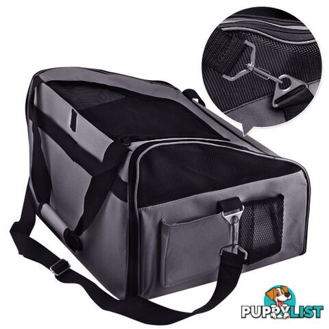 Pet Dog Cat Car Seat Carrier Travel Bag Large Grey