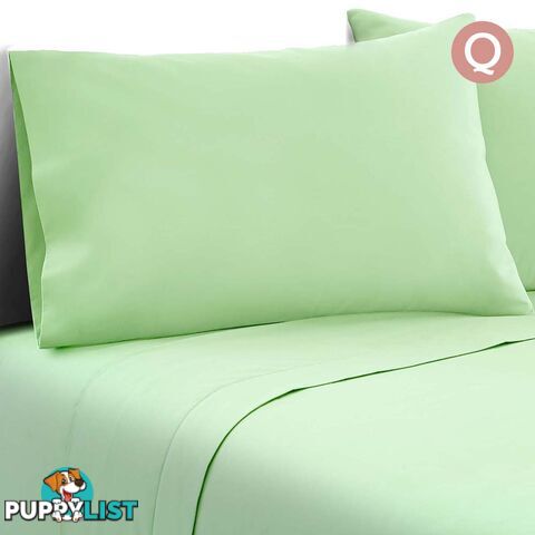 4 Piece Microfibre Sheet Set Queen _ Green