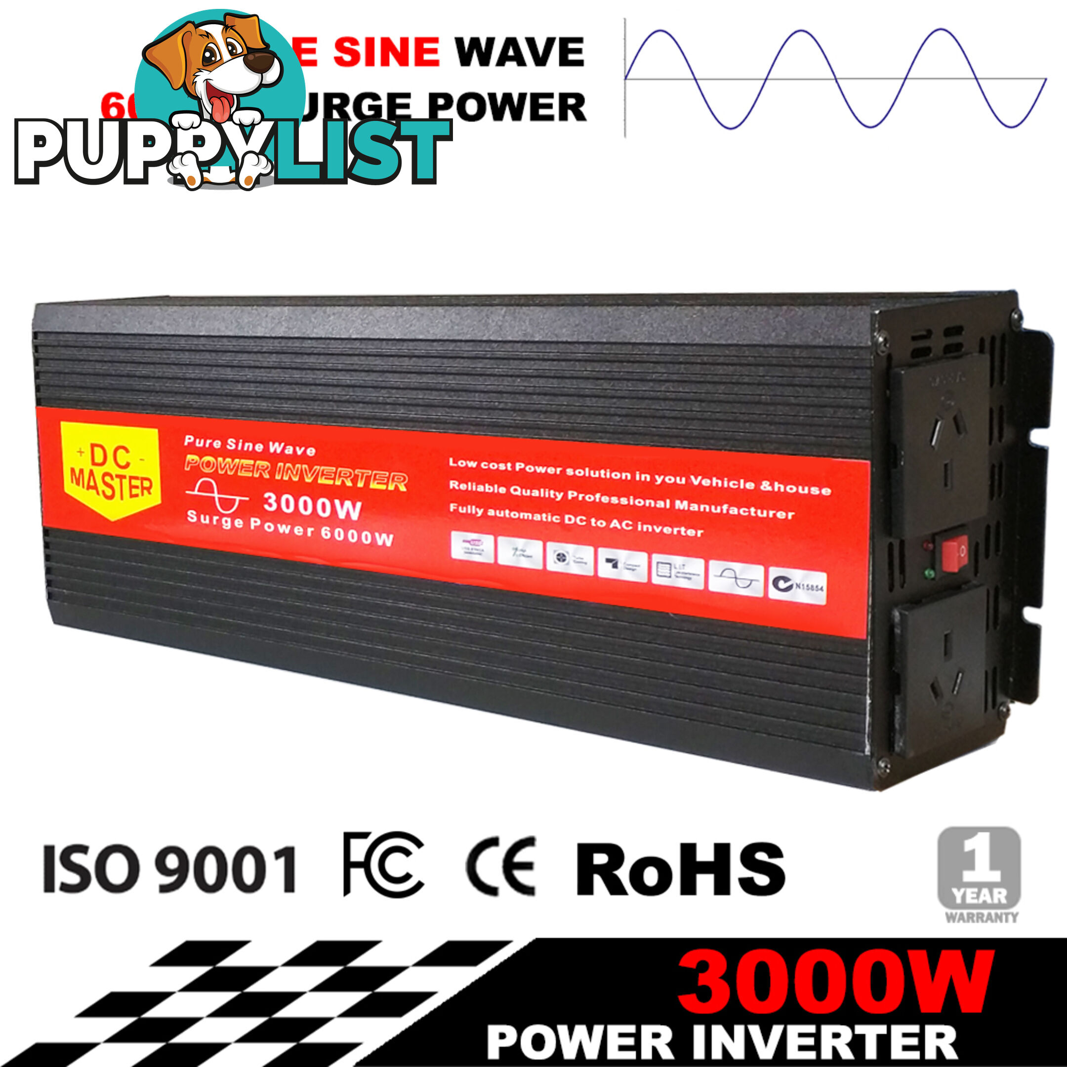 PURE SINE WAVE 3000W MAX 6000W 12V-240V POWER INVERTER CAR CARAVAN CAMPING BOAT