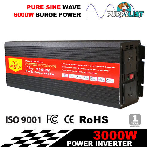 PURE SINE WAVE 3000W MAX 6000W 12V-240V POWER INVERTER CAR CARAVAN CAMPING BOAT