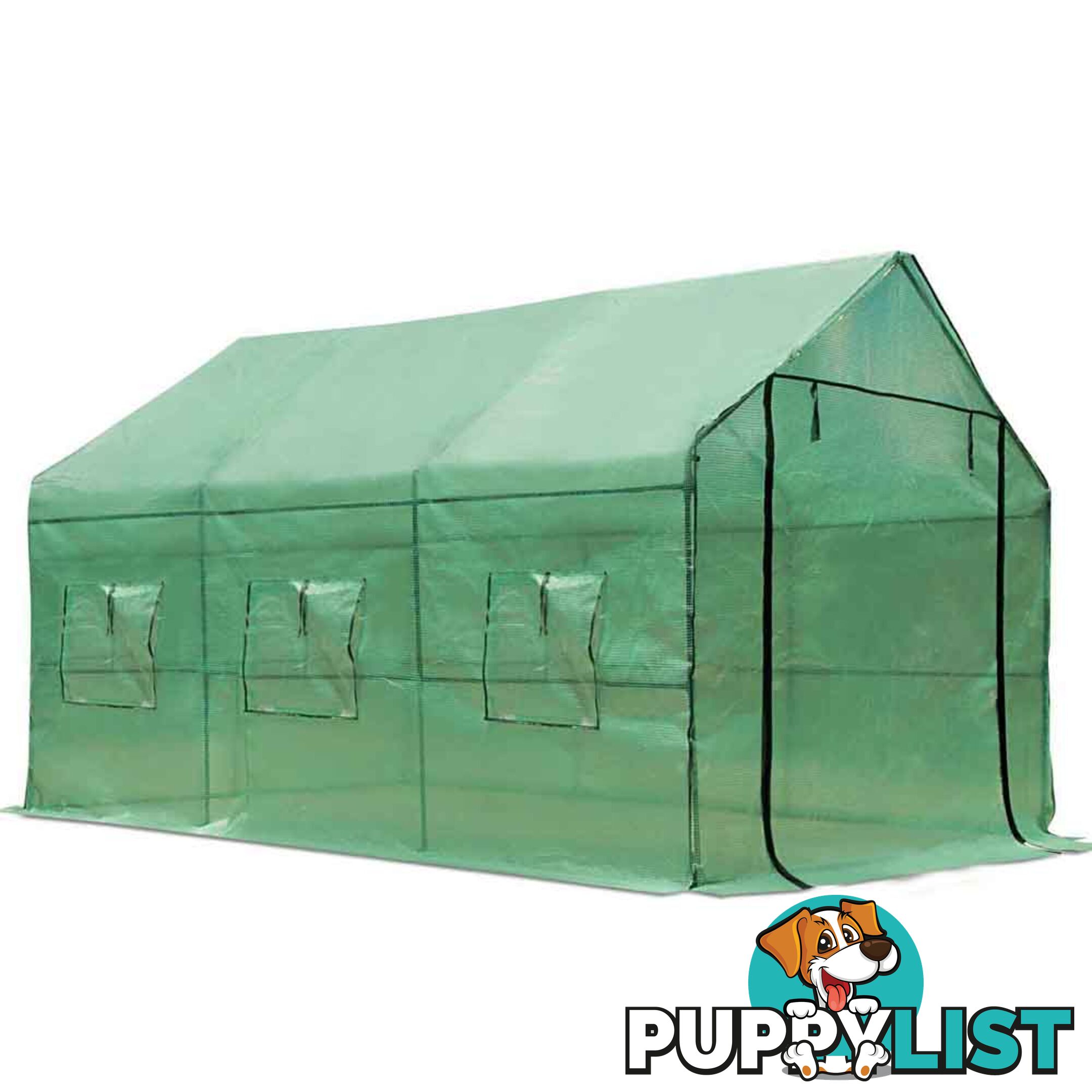 Greenhouse with Green PE Cover - 3.5M x 2M