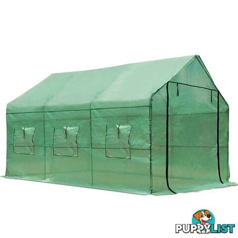 Greenhouse with Green PE Cover - 3.5M x 2M