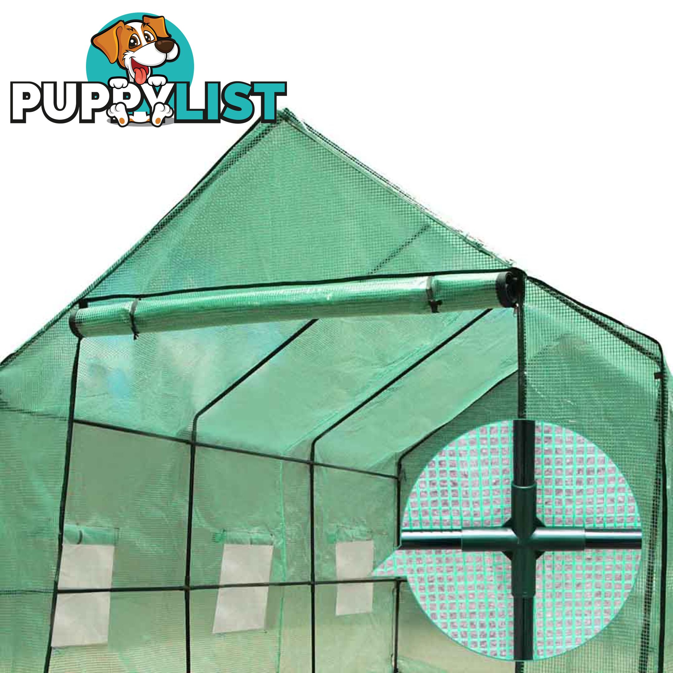 Greenhouse with Green PE Cover - 3.5M x 2M