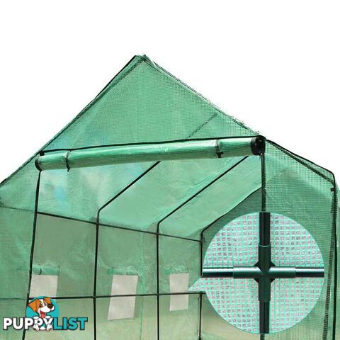 Greenhouse with Green PE Cover - 3.5M x 2M