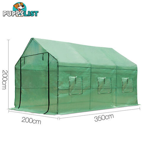 Greenhouse with Green PE Cover - 3.5M x 2M