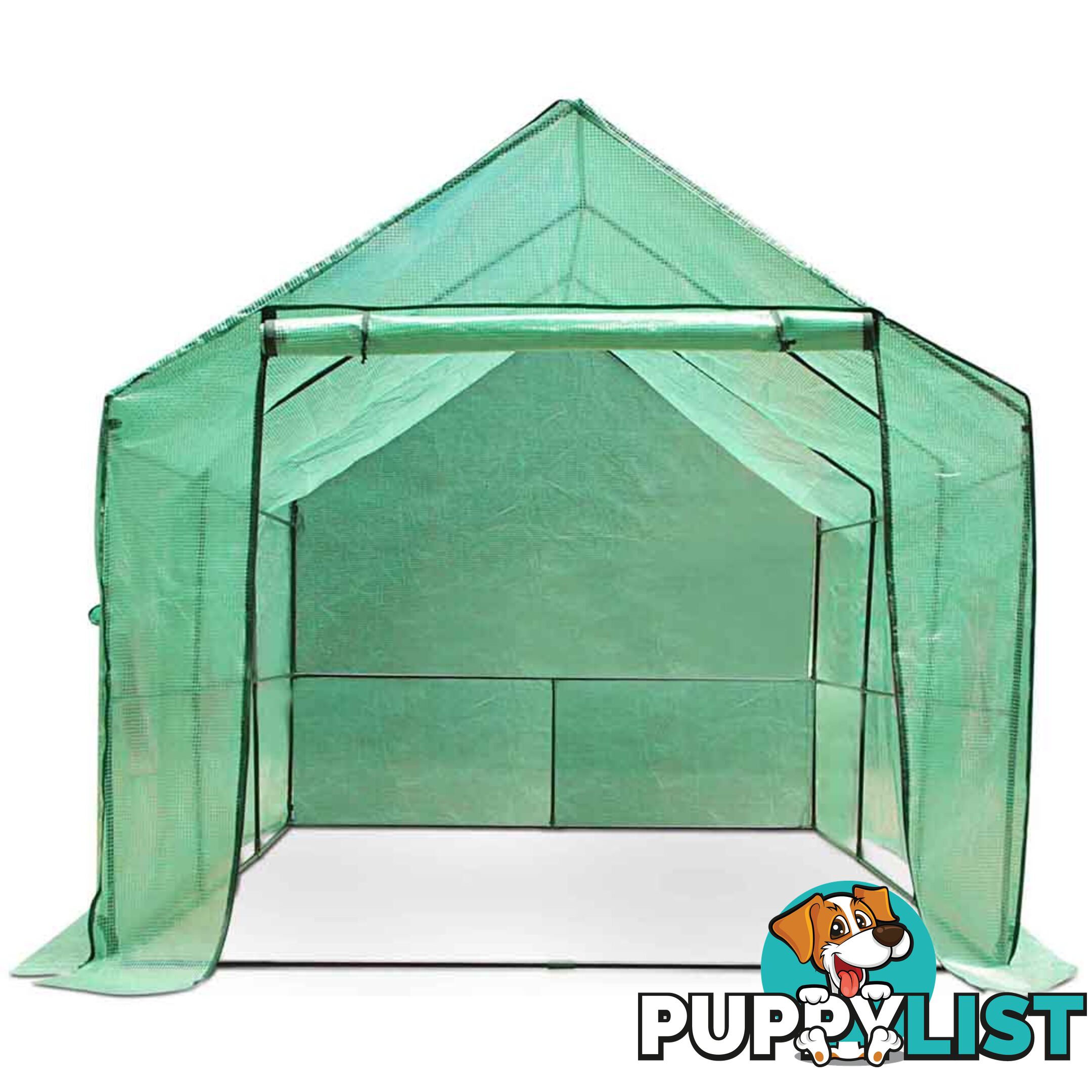 Greenhouse with Green PE Cover - 3.5M x 2M