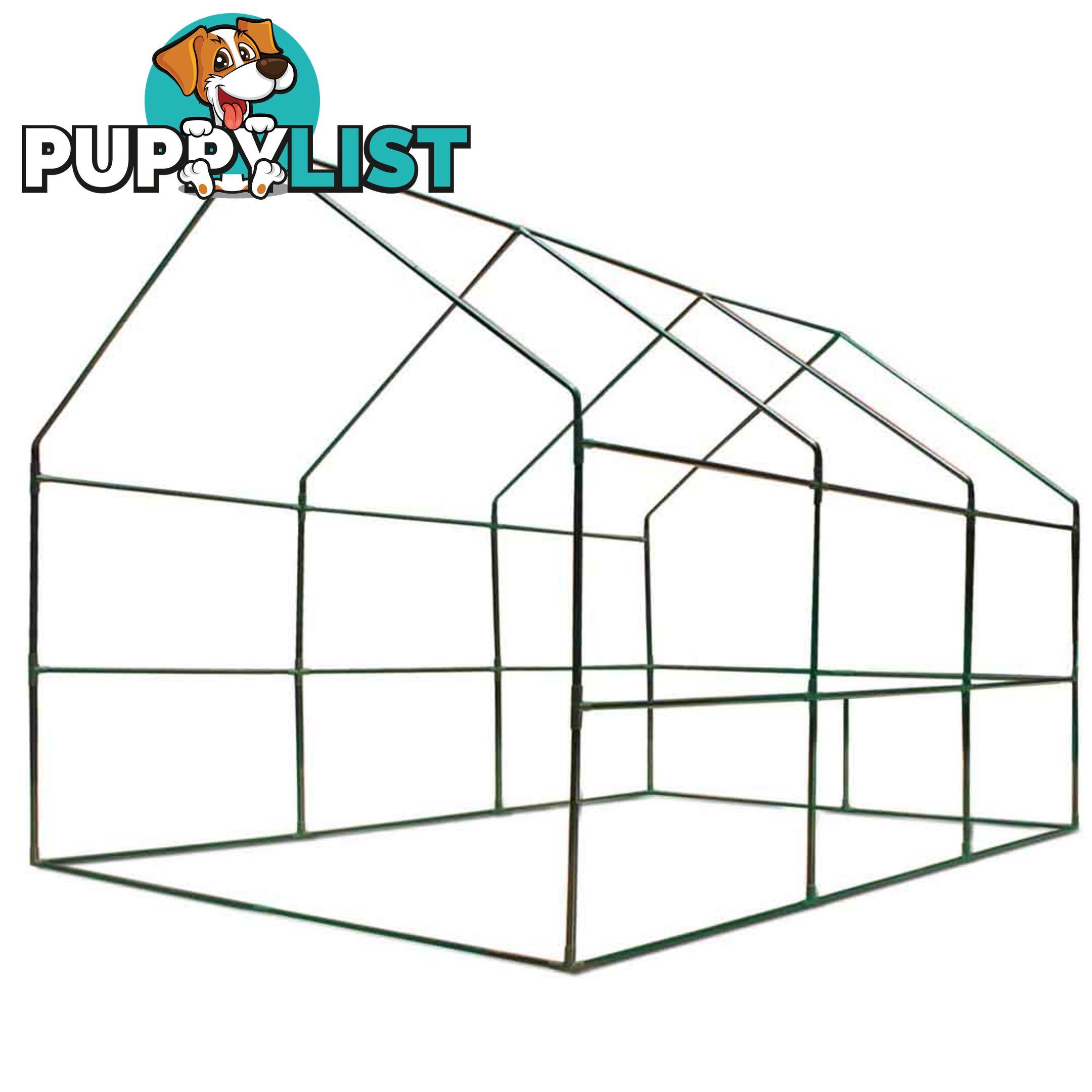 Greenhouse with Green PE Cover - 3.5M x 2M