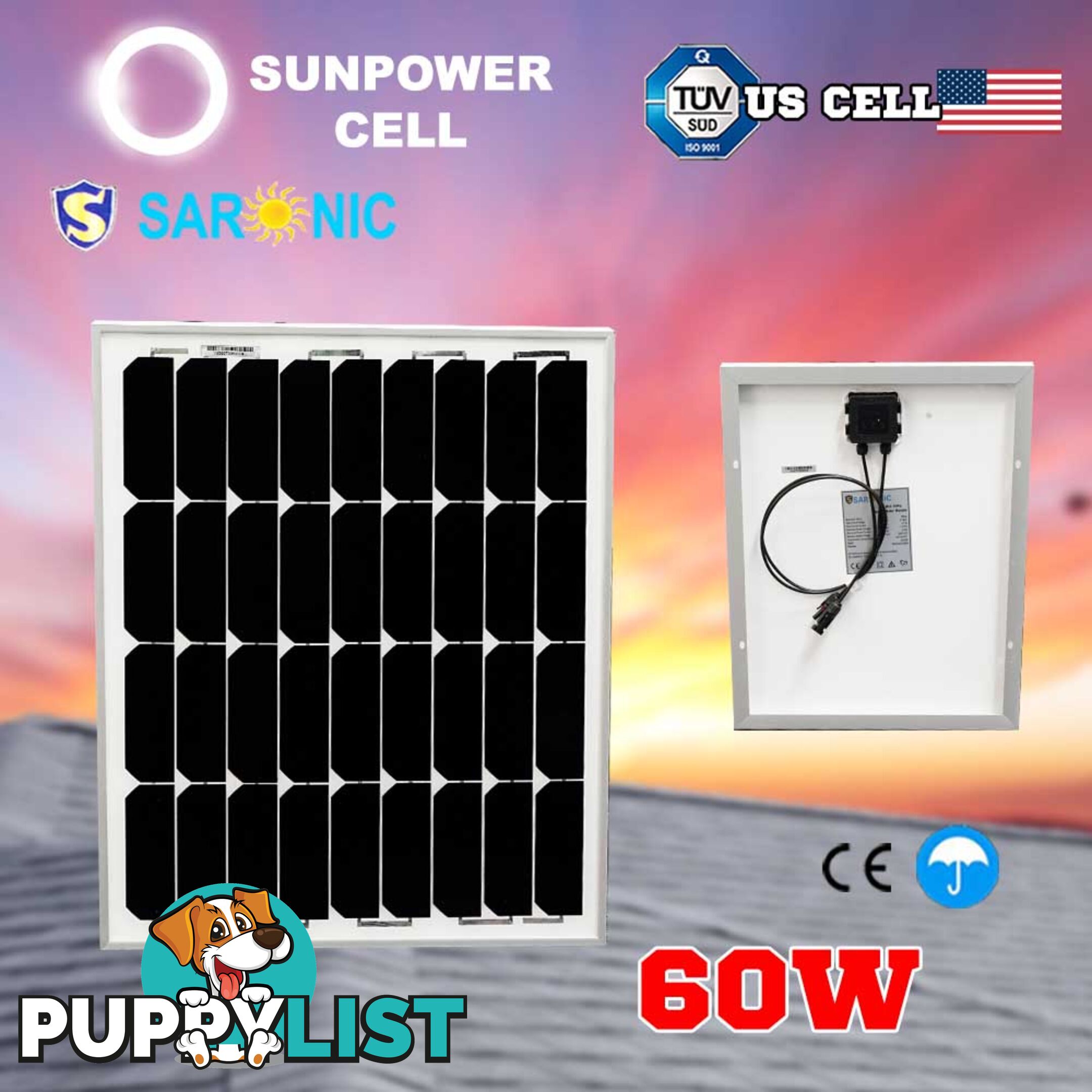 12V 60W Solar Panel Kit Home Generator Caravan Camping Power Mono Charging PWM