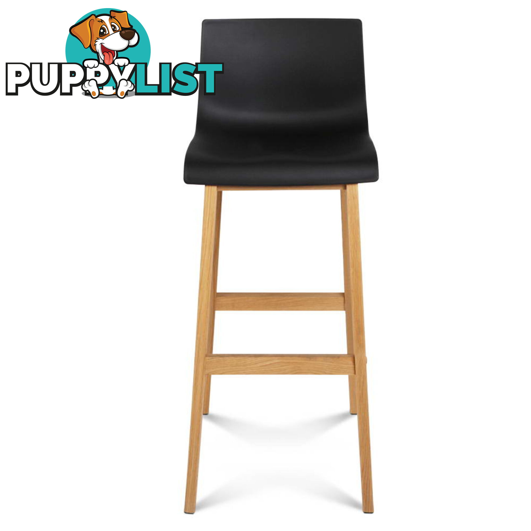 Set of 2 High Seat Back Barstools Black