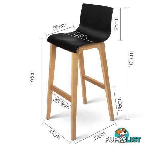 Set of 2 High Seat Back Barstools Black