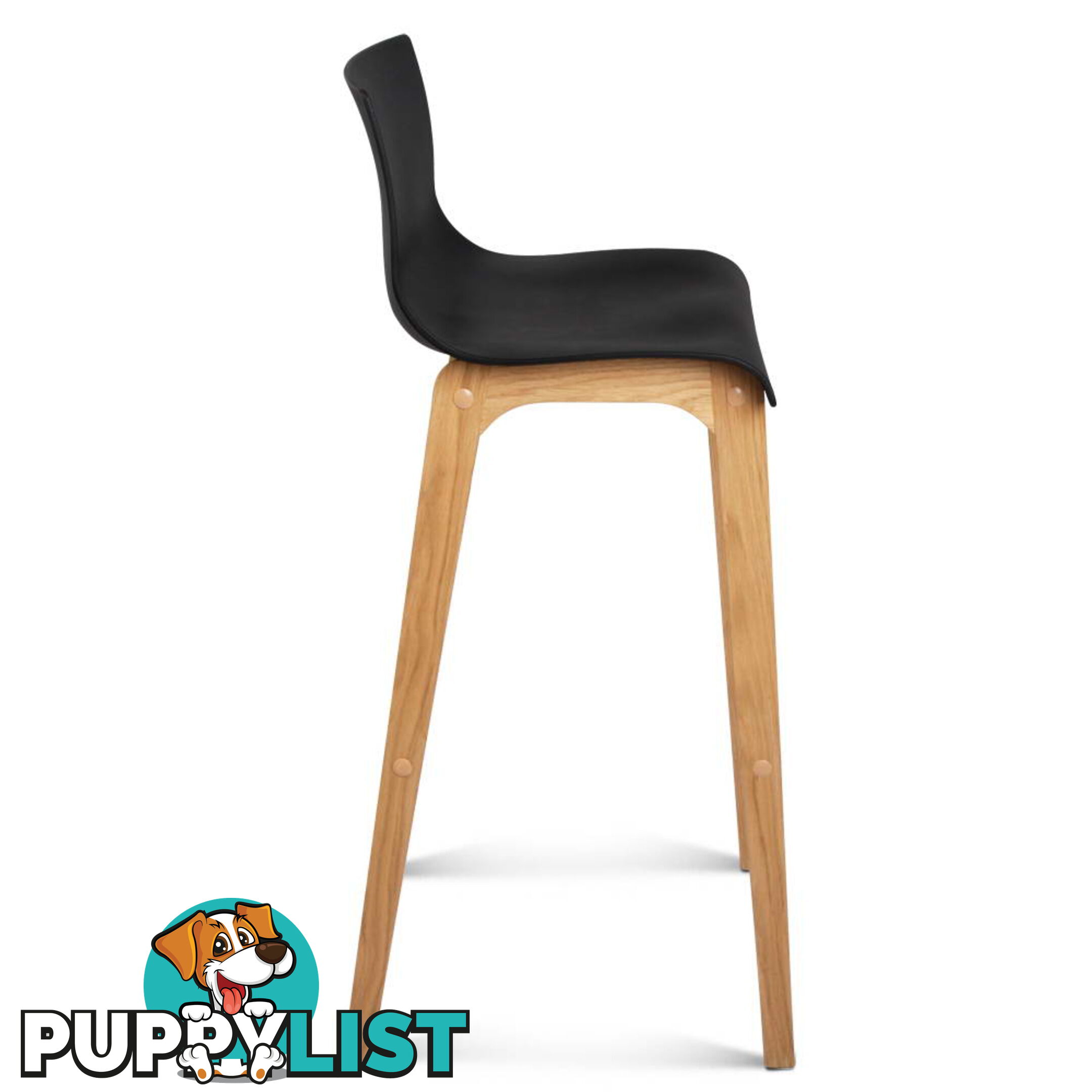 Set of 2 High Seat Back Barstools Black