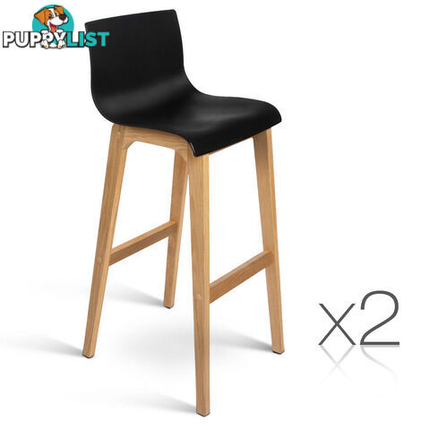 Set of 2 High Seat Back Barstools Black