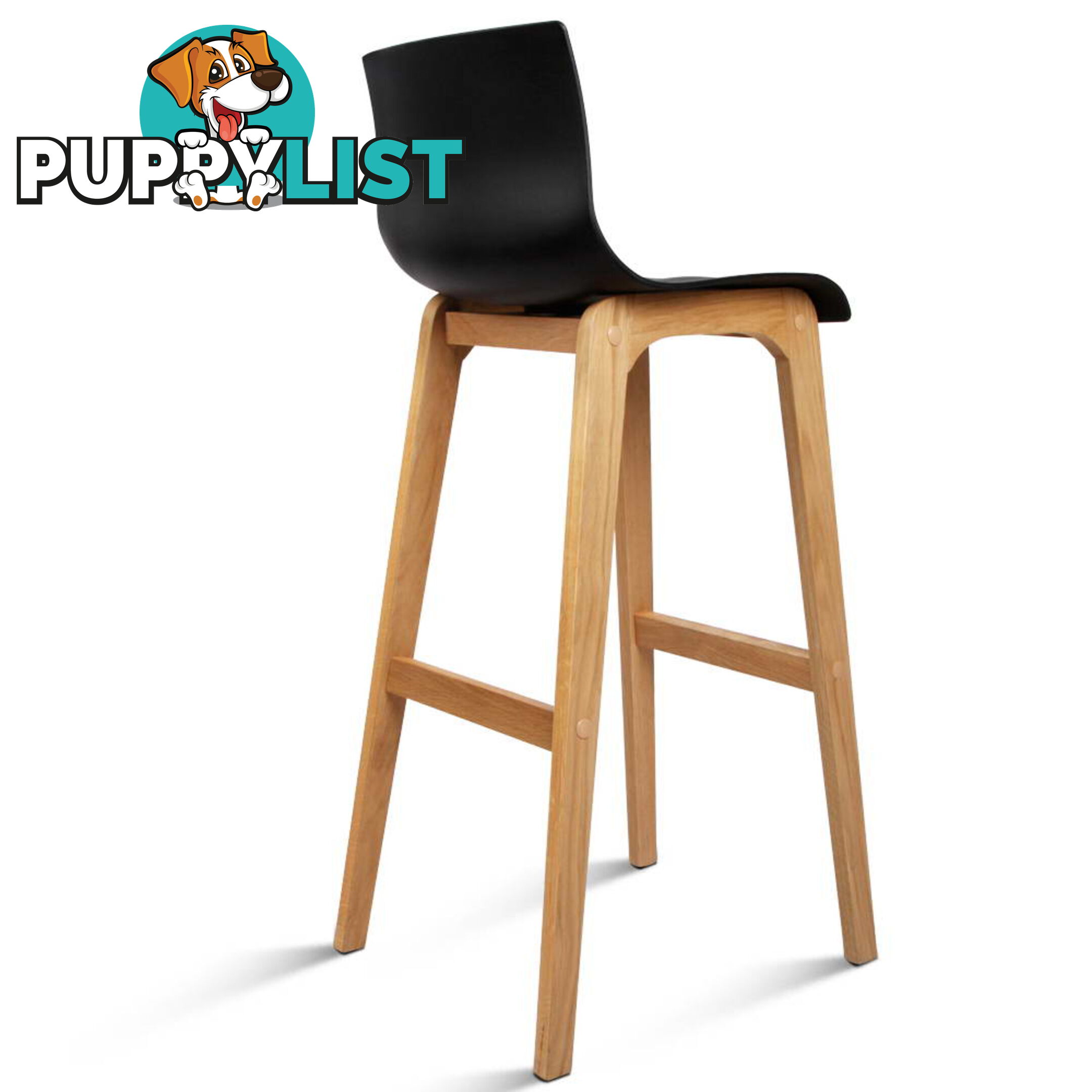 Set of 2 High Seat Back Barstools Black