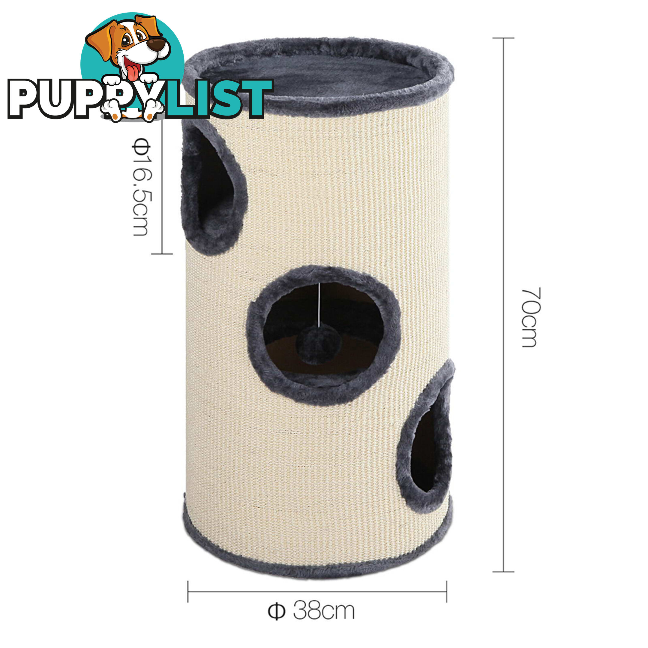 Soft Plush Cat Scratcher Condo - 3 Level _ 70CM