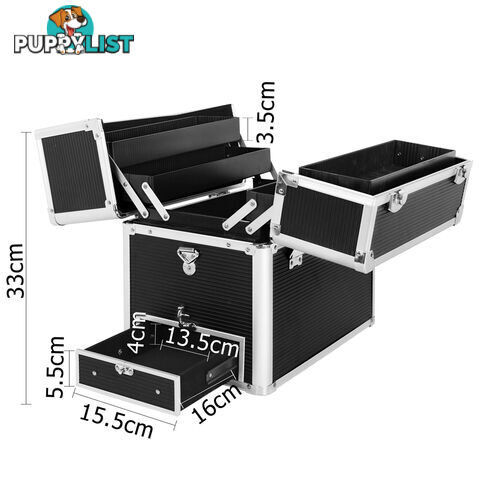 Portable Cosmetic Beauty Carry Case Box Black w/ Mirror