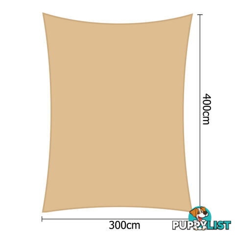 Heavy Duty Rectangle Shade Sail Canopy 3 x 4 m Sand Beige