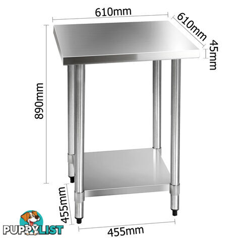 430 Stainless Steel Kitchen Work Bench Table 610mm