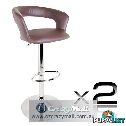 Set of 2 PU Leather Kitchen Bar Stool Chocolate