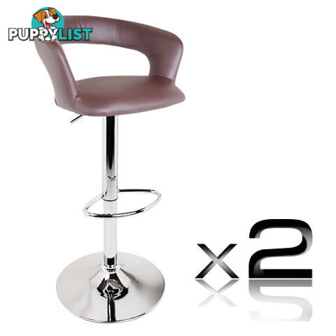 Set of 2 PU Leather Kitchen Bar Stool Chocolate